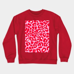 Pink and Red Leopard Print, Large Spots Crewneck Sweatshirt